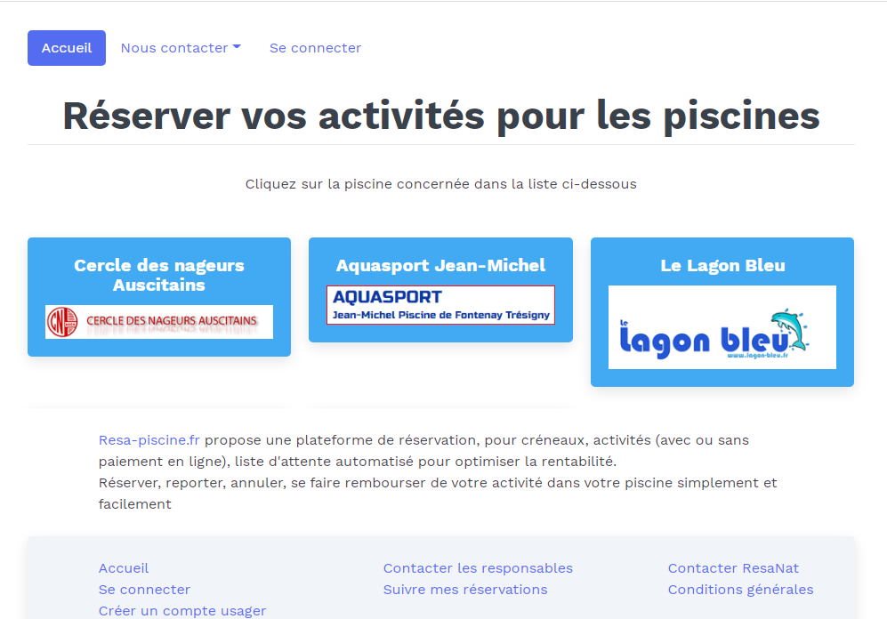 Plateforme de réservation d'activités